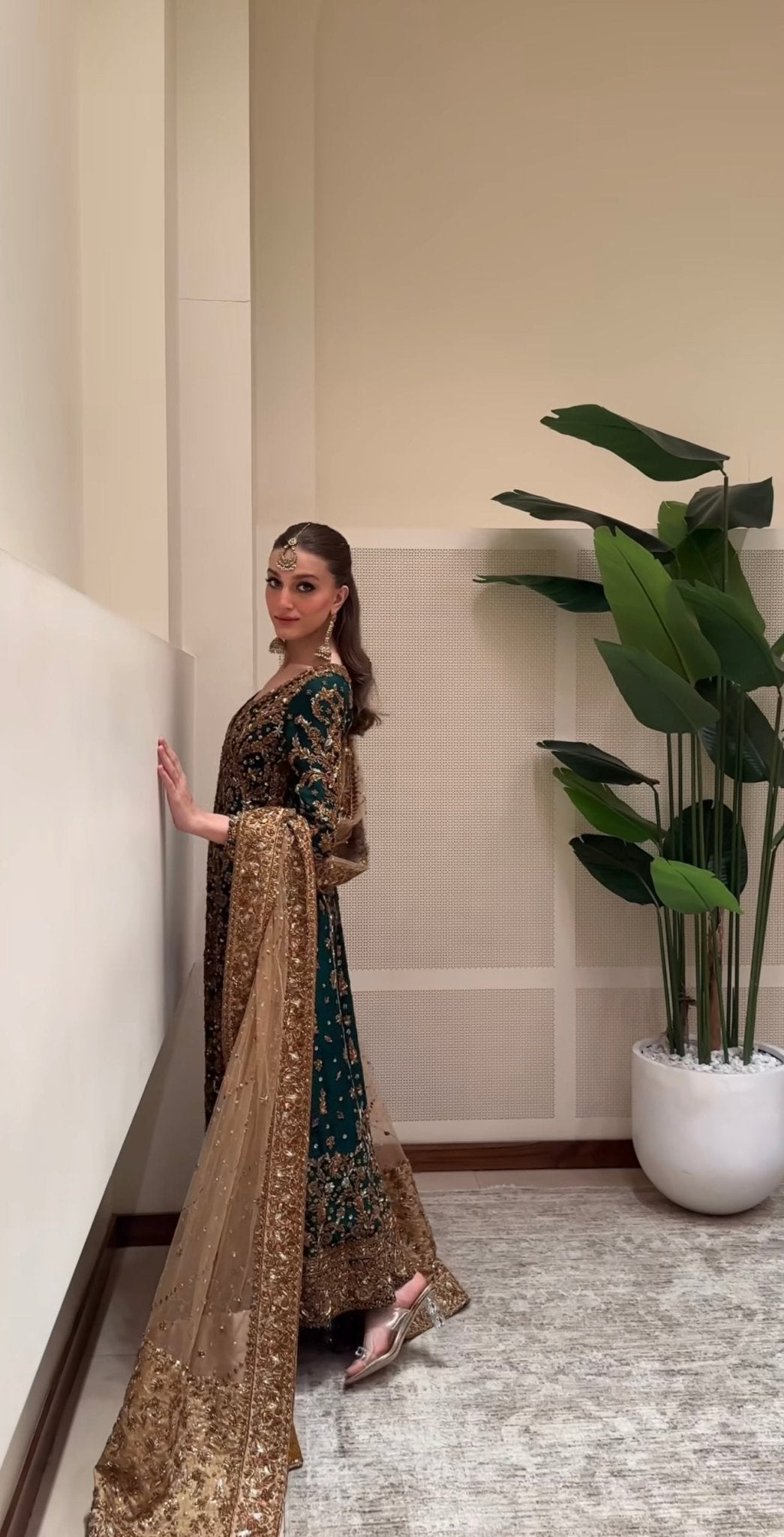 Zeeshan Danish ZD01 dark emerald embellished ensemble reference