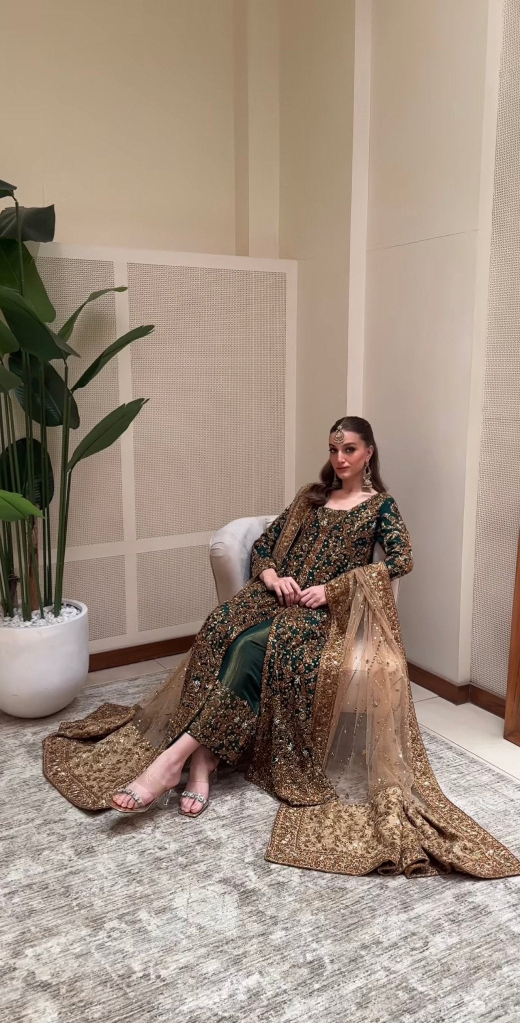 Zeeshan Danish ZD01 dark emerald antique gold embroidery reference