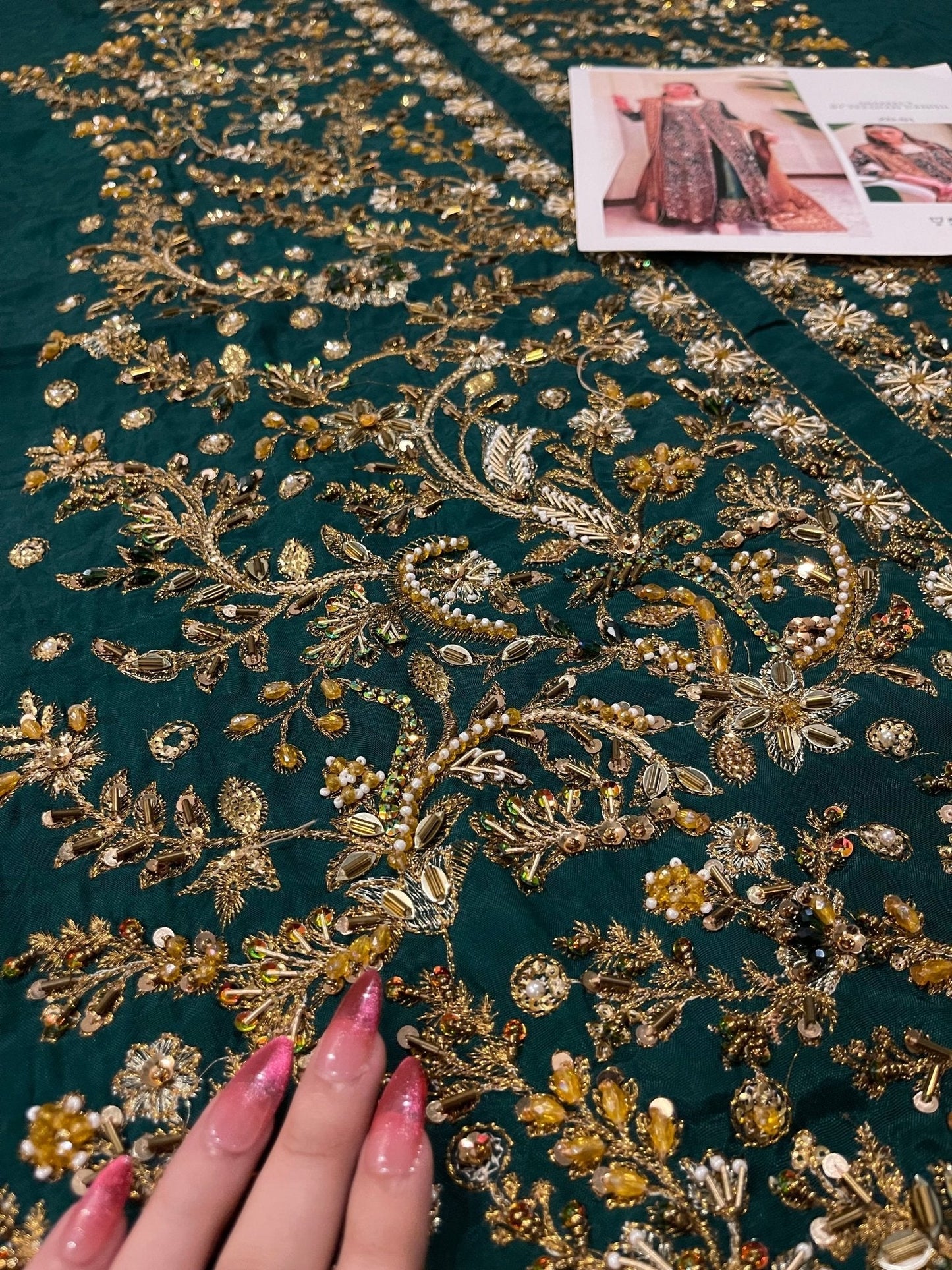 Zeeshan Danish ZD01 emerald gold embellished look reference