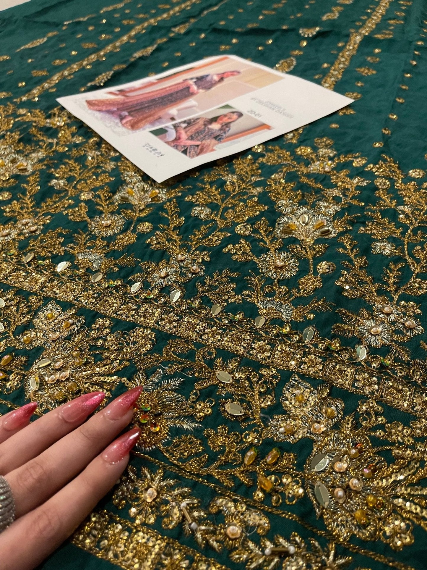 Zeeshan Danish ZD01 dark emerald bridal look detail reference