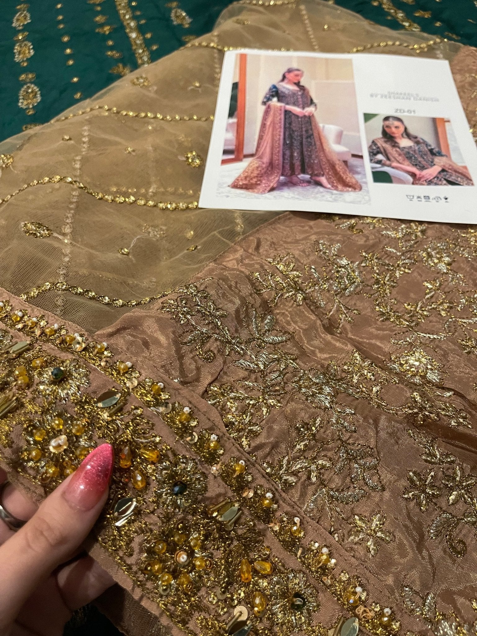 Zeeshan Danish ZD01 dark emerald gold bridal detail reference