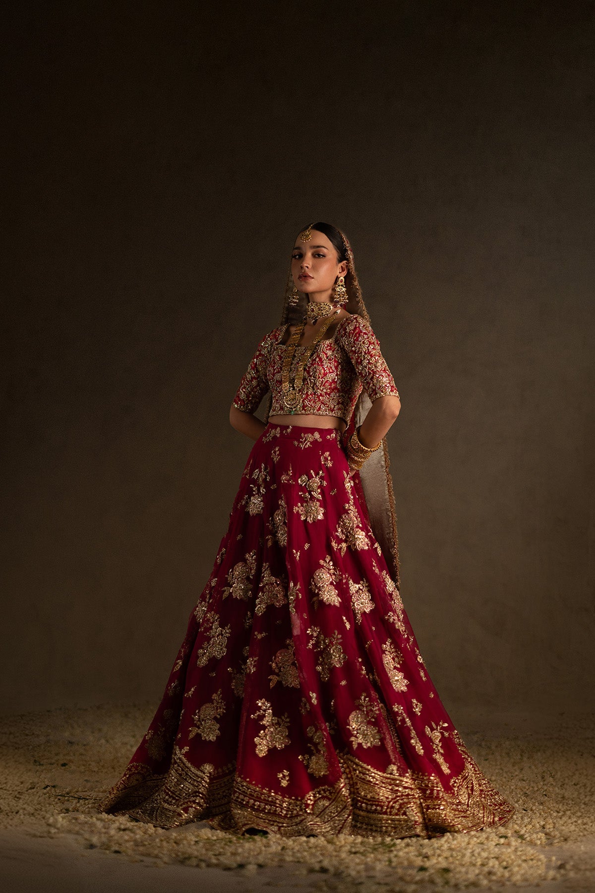 Zuria Dor – Nour Neue Style — Mairaz reproduction, marsala pink bridal lehenga, product view 1 of 5